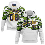 Custom Stitched White Navy Green Gold-Black Sportswear Abstract Camo Pullover Sweatshirt Hoodie