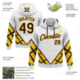 Custom Stitched White Brown Black-Yellow Sportswear Abstract Pullover Sweatshirt Hoodie
