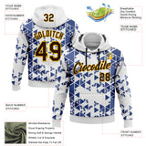Custom Stitched White Brown Blue-Yellow Sportswear Abstract Triangle Pullover Sweatshirt Hoodie