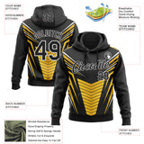 Custom Stitched Black Yellow-White Sportswear Abstract Pullover Sweatshirt Hoodie