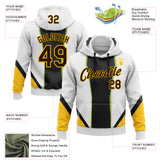 Custom Stitched White Brown Black Green-Yellow Sportswear Abstract Pullover Sweatshirt Hoodie