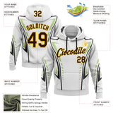 Custom Stitched White Brown Navy Green-Yellow Sportswear Abstract Pullover Sweatshirt Hoodie