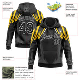 Custom Stitched Black Gray Yellow-White Sportswear Abstract Pullover Sweatshirt Hoodie