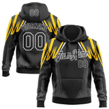 Custom Stitched Black Gray Yellow-White Sportswear Abstract Pullover Sweatshirt Hoodie