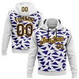 Custom Stitched White Brown Dark Purple-Yellow Sportswear Abstract Triangle Pullover Sweatshirt Hoodie