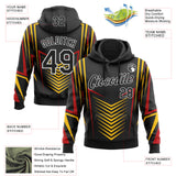 Custom Stitched Black Yellow Red-White Sportswear Abstract Pullover Sweatshirt Hoodie