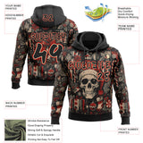 Custom  Black Cream-Red Christmas Gothic Santa Hat Skull Pullover Sweatshirt Hoodie