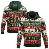 Custom  Green Cream-Red Ugly Christmas Sweater Fair Isle Reindeer Snowflake Pullover Sweatshirt Hoodie