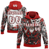 Custom  Black White-Red Christmas Santa Claus Pullover Sweatshirt Hoodie