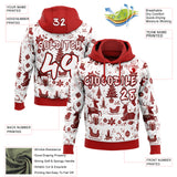 Custom  White Red-Black Christmas Reindeer Pullover Sweatshirt Hoodie