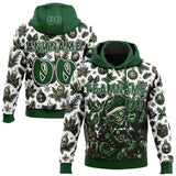 Custom  White Green-Black Christmas Creepy Elf Skulls Candles Pullover Sweatshirt Hoodie