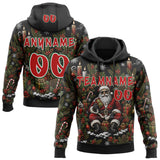 Custom  Black Red White-Green Christmas Santa Claus & Gift Pullover Sweatshirt Hoodie