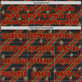 Custom  Black Red-Old Gold Christmas Diagonal Stripe Holly Berries Pullover Sweatshirt Hoodie