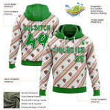 Custom  White Grass Green Red-Black Christmas Diagonal Stripe Holly Berries Pullover Sweatshirt Hoodie