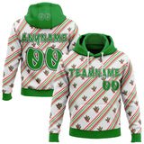 Custom  White Grass Green Red-Black Christmas Diagonal Stripe Holly Berries Pullover Sweatshirt Hoodie