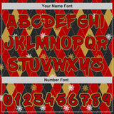 Custom  Black Red-Old Gold Ugly Christmas Sweater Argyle Snowflakes Pullover Sweatshirt Hoodie