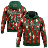 Custom  Green Red Old Gold Cream-White Ugly Christmas Sweater Argyle Snowflakes Pullover Sweatshirt Hoodie