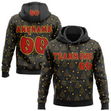 Custom  Black Red-Gold Christmas Tree Stars Pullover Sweatshirt Hoodie