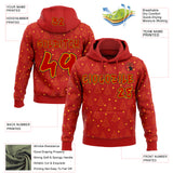 Custom  Red Gold-Black Christmas Tree Stars Pullover Sweatshirt Hoodie