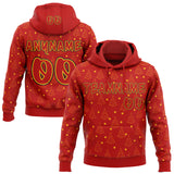 Custom  Red Gold-Black Christmas Tree Stars Pullover Sweatshirt Hoodie