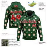 Custom  Green Red White-Black Christmas Santa Claus & Tree Pullover Sweatshirt Hoodie