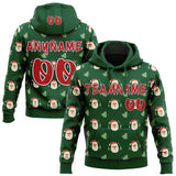 Custom  Green Red White-Black Christmas Santa Claus & Tree Pullover Sweatshirt Hoodie