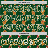 Custom  Green White-Old Gold Christmas Gingerbread & Candy Cane Pullover Sweatshirt Hoodie