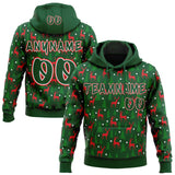 Custom  Green White-Fire Red Christmas Reindeer & Pine Forest Pullover Sweatshirt Hoodie