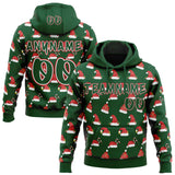 Custom  Green White-Red Christmas Santa Claus Hats Pullover Sweatshirt Hoodie