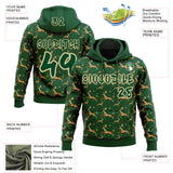 Custom  Green White-Old Gold Christmas Golden Reindeer & Snowflakes Pullover Sweatshirt Hoodie