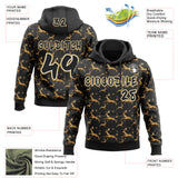 Custom  Black White-Old Gold Christmas Golden Reindeer & Snowflakes Pullover Sweatshirt Hoodie