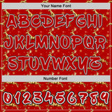 Custom  Red White-Black Christmas Golden Reindeer & Snowflakes Pullover Sweatshirt Hoodie