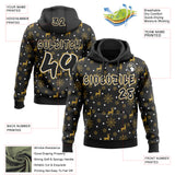 Custom  Black Old Gold-White Christmas Golden Reindeer & Snowflakes Pullover Sweatshirt Hoodie