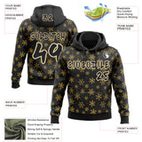 Custom  Black Old Gold-White Christmas Snowflakes Pullover Sweatshirt Hoodie