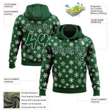 Custom  Green White-Black Christmas Snowflakes Pullover Sweatshirt Hoodie