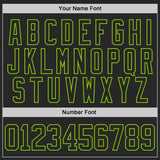Custom Black Neon Green Gray-White Diagonal Grunge Brush Stroke Halftone Lace Neck Hockey Jersey