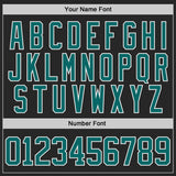 Custom Black Teal Gray-White Diagonal Grunge Brush Stroke Halftone Lace Neck Hockey Jersey