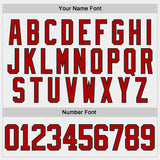 Custom White Red Gray-Black Diagonal Grunge Brush Stroke Halftone Lace Neck Hockey Jersey