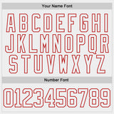 Custom White Red Black-Gray Diagonal Grunge Brush Stroke Halftone Lace Neck Hockey Jersey