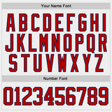 Custom White Red Navy-Gray Diagonal Grunge Brush Stroke Halftone Lace Neck Hockey Jersey