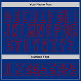 Custom Royal Thunder Blue-Red Diagonal Scratch Brush Stroke Paint Splatter Lace Neck Hockey Jersey