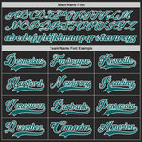 Custom Black Teal-White Diagonal Scratch Brush Stroke Lace Neck Hockey Jersey