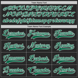 Custom Black Kelly Green-White Diagonal Scratch Brush Stroke Lace Neck Hockey Jersey