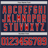 Custom Navy Red US Navy Blue-White Diagonal Scratch Brush Stroke Lace Neck Hockey Jersey
