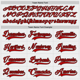 Custom White Red Black-Gray Diagonal Scratch Brush Stroke Lace Neck Hockey Jersey