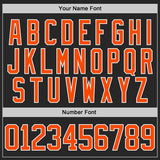 Custom Black Orange-White Diagonal Scratch Brush Stroke Lace Neck Hockey Jersey