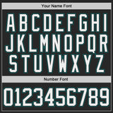 Custom Black White-Teal Stars Paint Splatter Brush Stroke Lace Neck Hockey Jersey