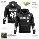 Custom Black-White Dripping Font Brush Stroke Splatter Sleeve Stripes Pullover Sweatshirt Hoodie