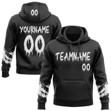 Custom Black-White Dripping Font Brush Stroke Splatter Sleeve Stripes Pullover Sweatshirt Hoodie