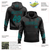 Custom Black-Teal Dripping Font Brush Stroke Splatter Sleeve Stripes Pullover Sweatshirt Hoodie